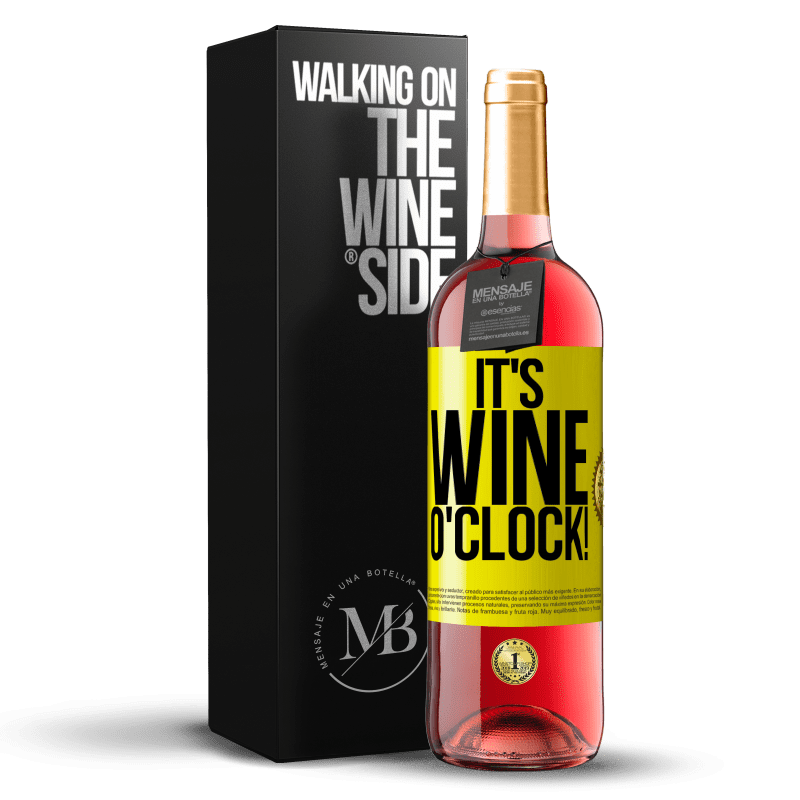 29,95 € Envoi gratuit | Vin rosé Édition ROSÉ It's wine o'clock! Étiquette Jaune. Étiquette personnalisable Vin jeune Récolte 2023 Tempranillo
