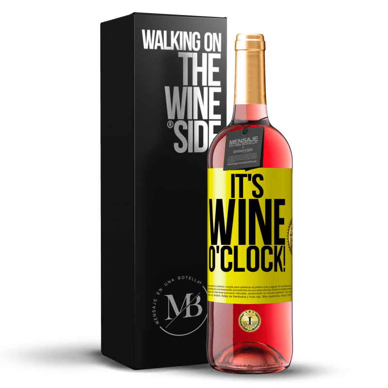 29,95 € Envoi gratuit | Vin rosé Édition ROSÉ It's wine o'clock! Étiquette Jaune. Étiquette personnalisable Vin jeune Récolte 2024 Tempranillo