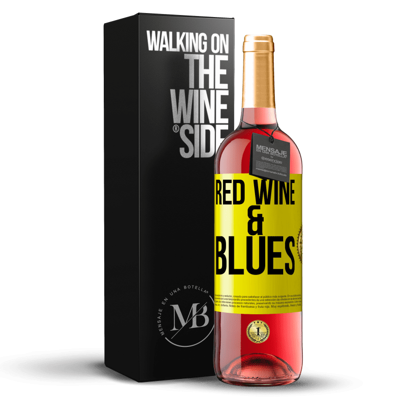 29,95 € 送料無料 | ロゼワイン ROSÉエディション Red wine & Blues 黄色のラベル. カスタマイズ可能なラベル 若いワイン 収穫 2023 Tempranillo