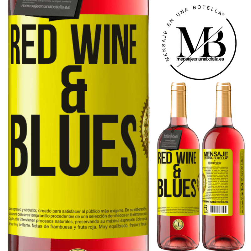 29,95 € Envío gratis | Vino Rosado Edición ROSÉ Red wine & Blues Etiqueta Amarilla. Etiqueta personalizable Vino joven Cosecha 2022 Tempranillo