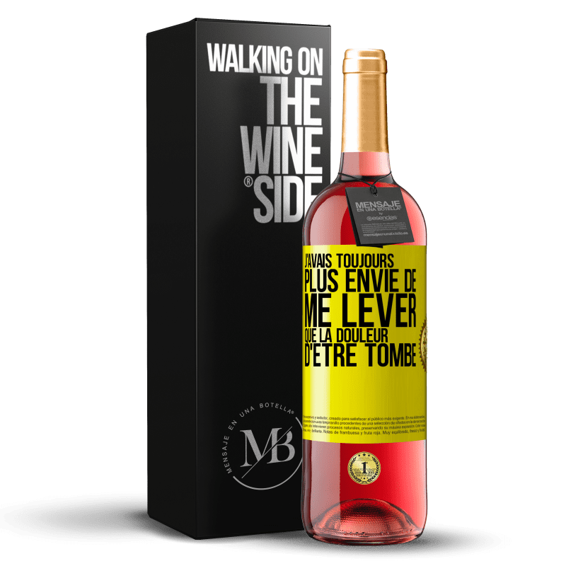 29,95 € Envoi gratuit | Vin rosé Édition ROSÉ J'avais toujours plus envie de me lever que la douleur d'être tombé Étiquette Jaune. Étiquette personnalisable Vin jeune Récolte 2024 Tempranillo