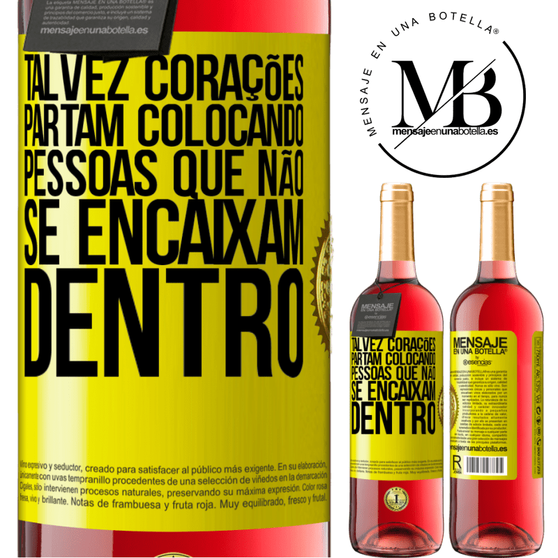 29,95 € Envio grátis | Vinho rosé Edição ROSÉ Talvez corações partam colocando pessoas que não se encaixam dentro Etiqueta Amarela. Etiqueta personalizável Vinho jovem Colheita 2024 Tempranillo