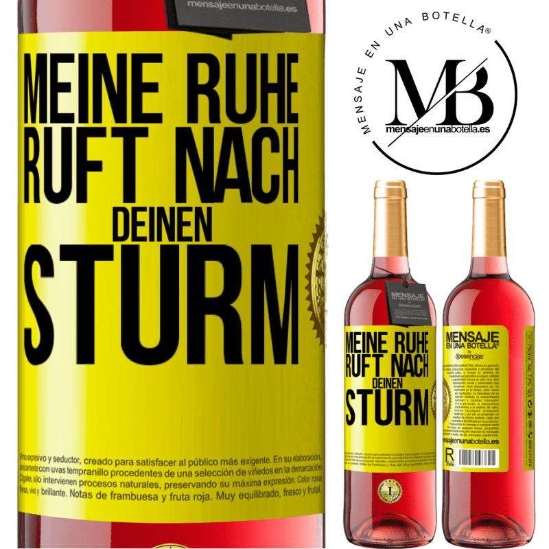 29,95 € Kostenloser Versand | Roséwein ROSÉ Ausgabe Meine Ruhe ruft nach deinen Sturm Gelbes Etikett. Anpassbares Etikett Junger Wein Ernte 2023 Tempranillo