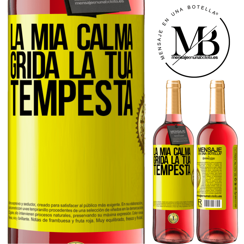 29,95 € Spedizione Gratuita | Vino rosato Edizione ROSÉ La mia calma grida la tua tempesta Etichetta Gialla. Etichetta personalizzabile Vino giovane Raccogliere 2023 Tempranillo