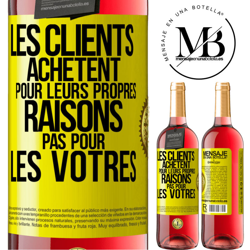 29,95 € Envoi gratuit | Vin rosé Édition ROSÉ Les clients achètent pour leurs propres raisons pas pour les vôtres Étiquette Jaune. Étiquette personnalisable Vin jeune Récolte 2023 Tempranillo