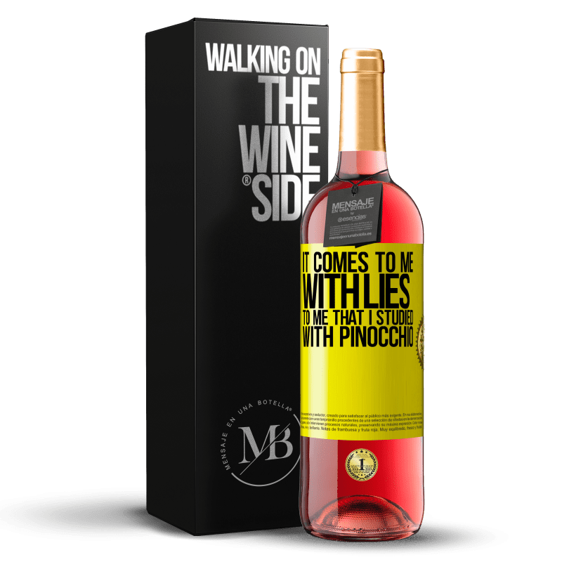 29,95 € Free Shipping | Rosé Wine ROSÉ Edition It comes to me with lies. To me that I studied with Pinocchio Yellow Label. Customizable label Young wine Harvest 2022 Tempranillo