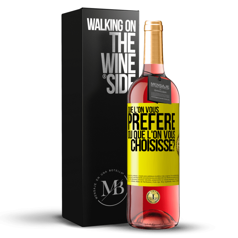 29,95 € Envoi gratuit | Vin rosé Édition ROSÉ Que l'on vous préfère ou que l'on vous choisisse? Étiquette Jaune. Étiquette personnalisable Vin jeune Récolte 2024 Tempranillo