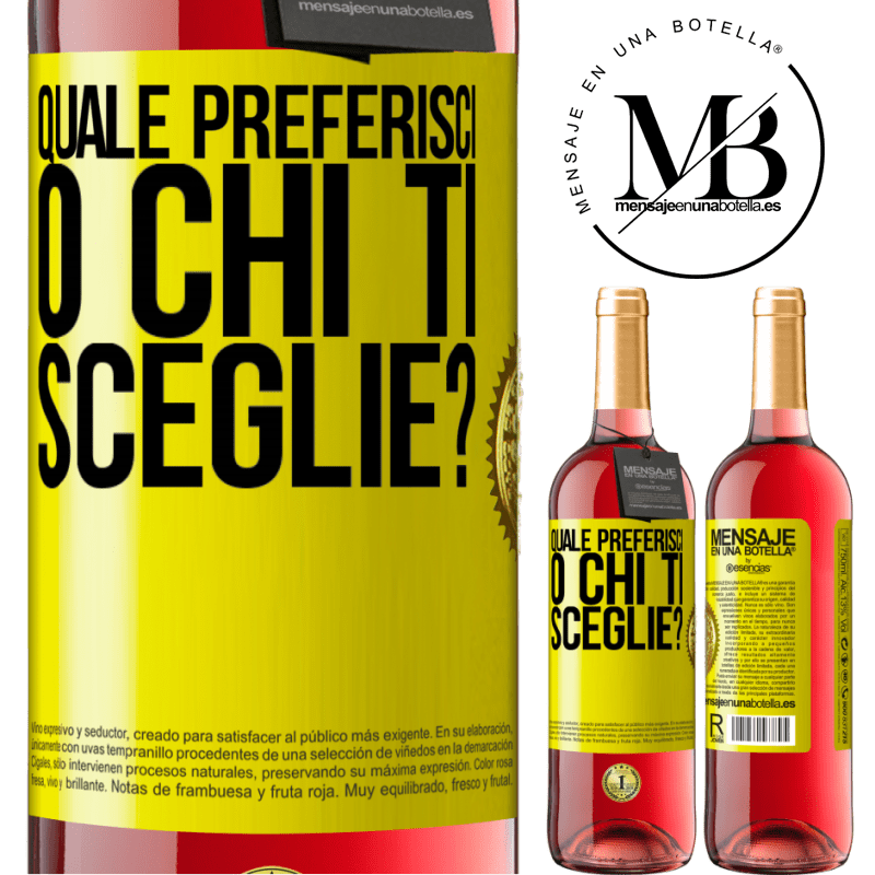 29,95 € Spedizione Gratuita | Vino rosato Edizione ROSÉ quale preferisci o chi ti sceglie? Etichetta Gialla. Etichetta personalizzabile Vino giovane Raccogliere 2023 Tempranillo