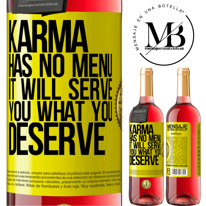 29,95 € Free Shipping | Rosé Wine ROSÉ Edition Karma has no menu. It will serve you what you deserve Yellow Label. Customizable label Young wine Harvest 2021 Tempranillo