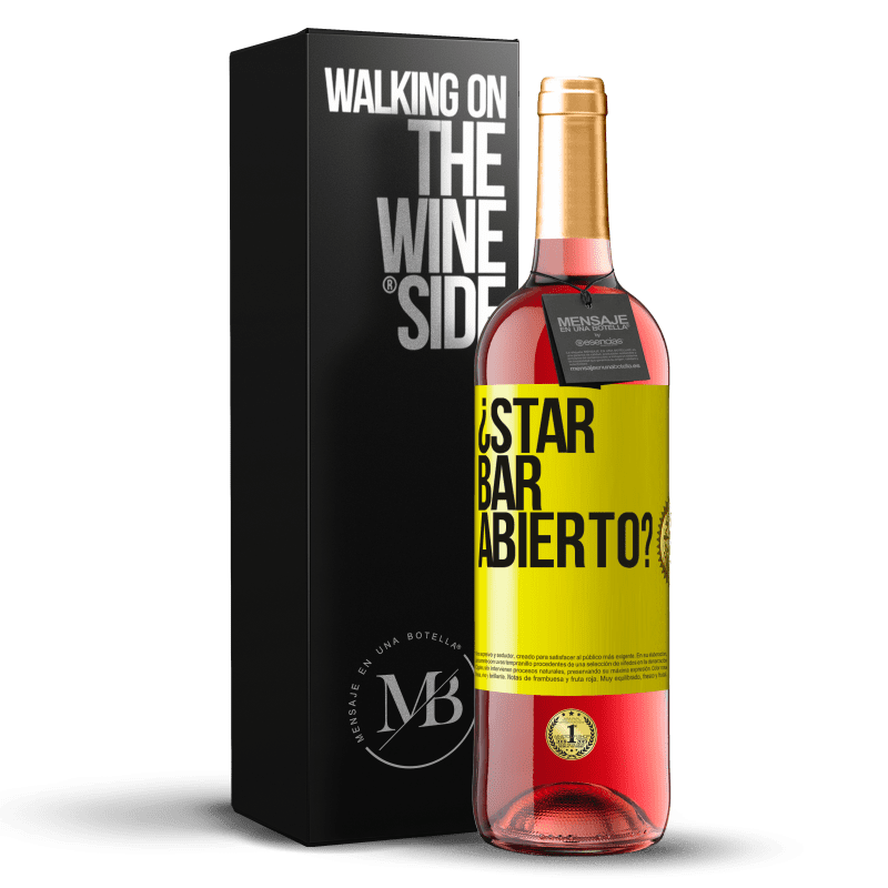 29,95 € Kostenloser Versand | Roséwein ROSÉ Ausgabe ¿STAR BAR abierto? Gelbes Etikett. Anpassbares Etikett Junger Wein Ernte 2025 Tempranillo