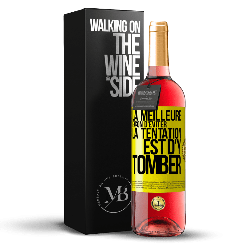 29,95 € Envoi gratuit | Vin rosé Édition ROSÉ La meilleure façon d'éviter la tentation est d'y tomber Étiquette Jaune. Étiquette personnalisable Vin jeune Récolte 2024 Tempranillo