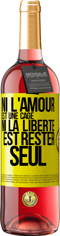 29,95 € Envoi gratuit | Vin rosé Édition ROSÉ Ni l'amour est une cage, ni la liberté est rester seul Étiquette Jaune. Étiquette personnalisable Vin jeune Récolte 2025 Tempranillo