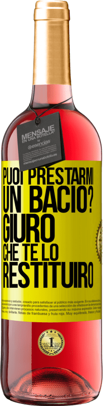 29,95 € | Vino rosato Edizione ROSÉ puoi prestarmi un bacio? Giuro che te lo restituirò Etichetta Gialla. Etichetta personalizzabile Vino giovane Raccogliere 2024 Tempranillo