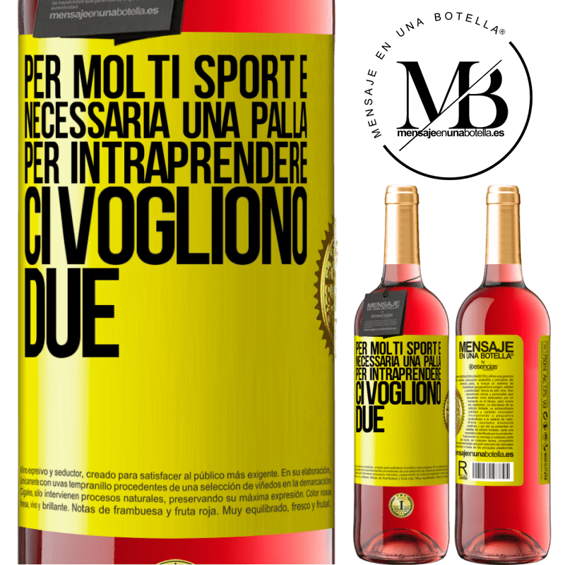 29,95 € Spedizione Gratuita | Vino rosato Edizione ROSÉ Per molti sport è necessaria una palla. Per intraprendere, ci vogliono due Etichetta Gialla. Etichetta personalizzabile Vino giovane Raccogliere 2024 Tempranillo