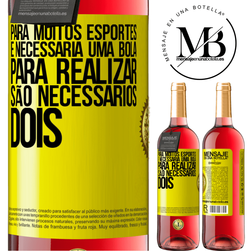 29,95 € Envio grátis | Vinho rosé Edição ROSÉ Para muitos esportes, é necessária uma bola. Para realizar, são necessários dois Etiqueta Amarela. Etiqueta personalizável Vinho jovem Colheita 2024 Tempranillo
