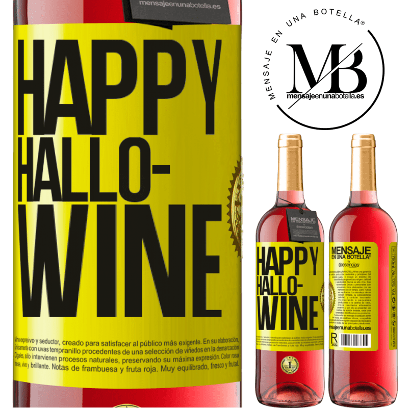 29,95 € Envío gratis | Vino Rosado Edición ROSÉ Happy Hallo-Wine Etiqueta Amarilla. Etiqueta personalizable Vino joven Cosecha 2024 Tempranillo