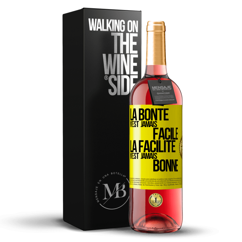 29,95 € Envoi gratuit | Vin rosé Édition ROSÉ La bonté n'est jamais facile. La facilité n'est jamais bonne Étiquette Jaune. Étiquette personnalisable Vin jeune Récolte 2024 Tempranillo