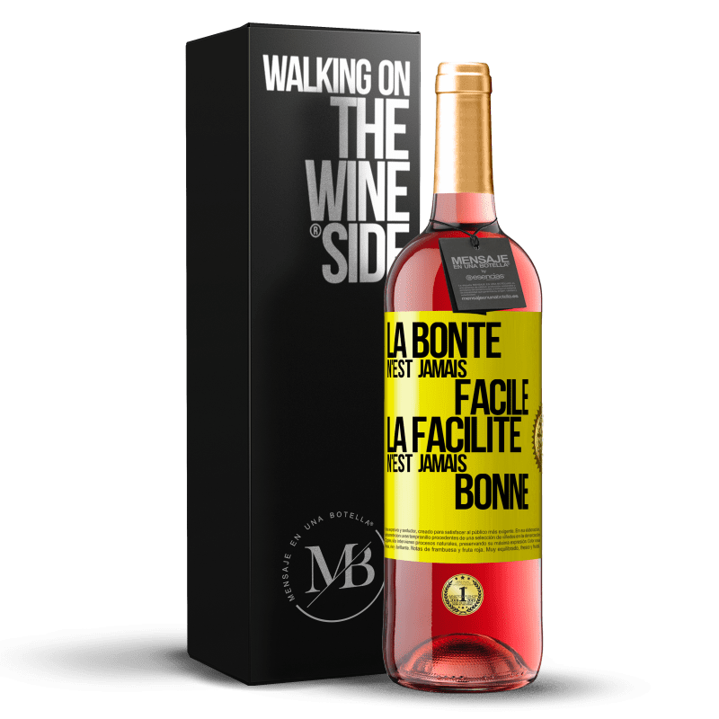 29,95 € Envoi gratuit | Vin rosé Édition ROSÉ La bonté n'est jamais facile. La facilité n'est jamais bonne Étiquette Jaune. Étiquette personnalisable Vin jeune Récolte 2025 Tempranillo