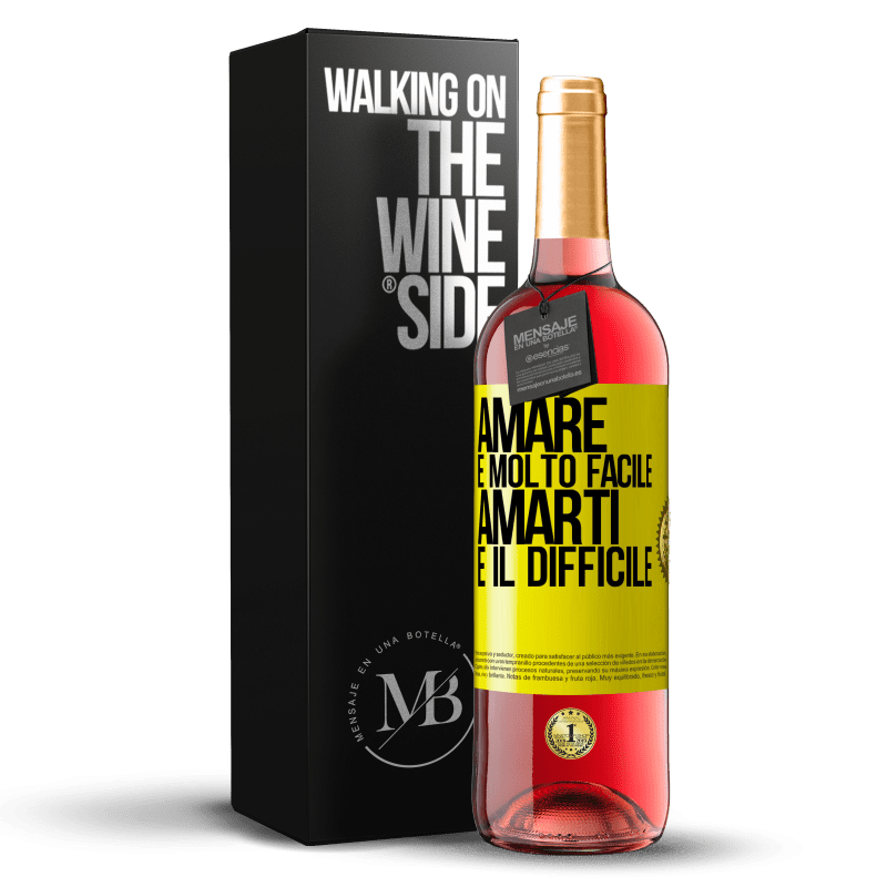 29,95 € Spedizione Gratuita | Vino rosato Edizione ROSÉ Amare è molto facile, amarti è il difficile Etichetta Gialla. Etichetta personalizzabile Vino giovane Raccogliere 2024 Tempranillo