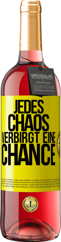 29,95 € | Roséwein ROSÉ Ausgabe Jedes Chaos verbirgt eine Chance Gelbes Etikett. Anpassbares Etikett Junger Wein Ernte 2023 Tempranillo