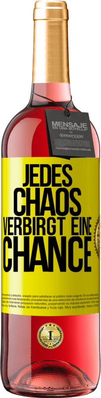 29,95 € | Roséwein ROSÉ Ausgabe Jedes Chaos verbirgt eine Chance Gelbes Etikett. Anpassbares Etikett Junger Wein Ernte 2024 Tempranillo