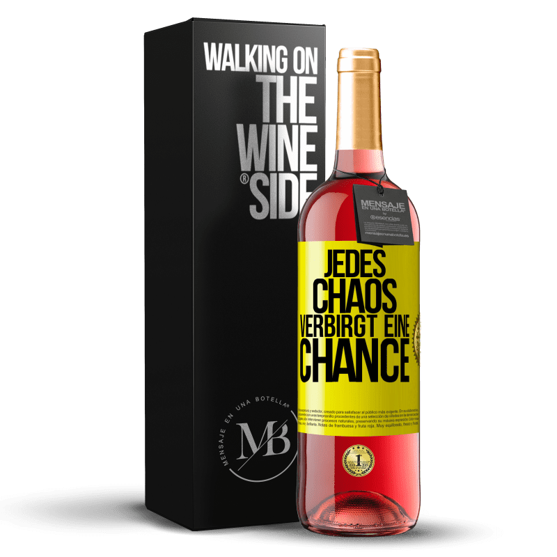 29,95 € Kostenloser Versand | Roséwein ROSÉ Ausgabe Jedes Chaos verbirgt eine Chance Gelbes Etikett. Anpassbares Etikett Junger Wein Ernte 2023 Tempranillo