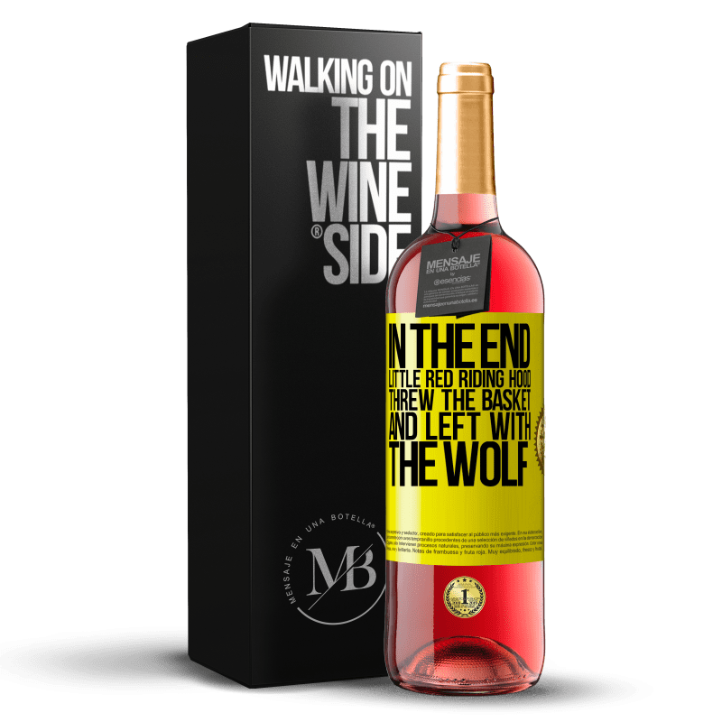 29,95 € Free Shipping | Rosé Wine ROSÉ Edition In the end, Little Red Riding Hood threw the basket and left with the wolf Yellow Label. Customizable label Young wine Harvest 2025 Tempranillo