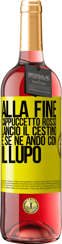 29,95 € | Vino rosato Edizione ROSÉ Alla fine, Cappuccetto Rosso lanciò il cestino e se ne andò con il lupo Etichetta Gialla. Etichetta personalizzabile Vino giovane Raccogliere 2025 Tempranillo