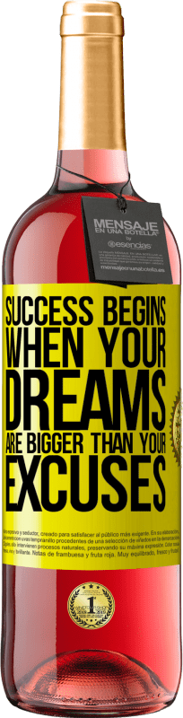 29,95 € Free Shipping | Rosé Wine ROSÉ Edition Success begins when your dreams are bigger than your excuses Yellow Label. Customizable label Young wine Harvest 2025 Tempranillo