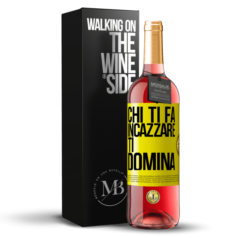 29,95 € Spedizione Gratuita | Vino rosato Edizione ROSÉ Chi ti fa incazzare, ti domina Etichetta Gialla. Etichetta personalizzabile Vino giovane Raccogliere 2025 Tempranillo