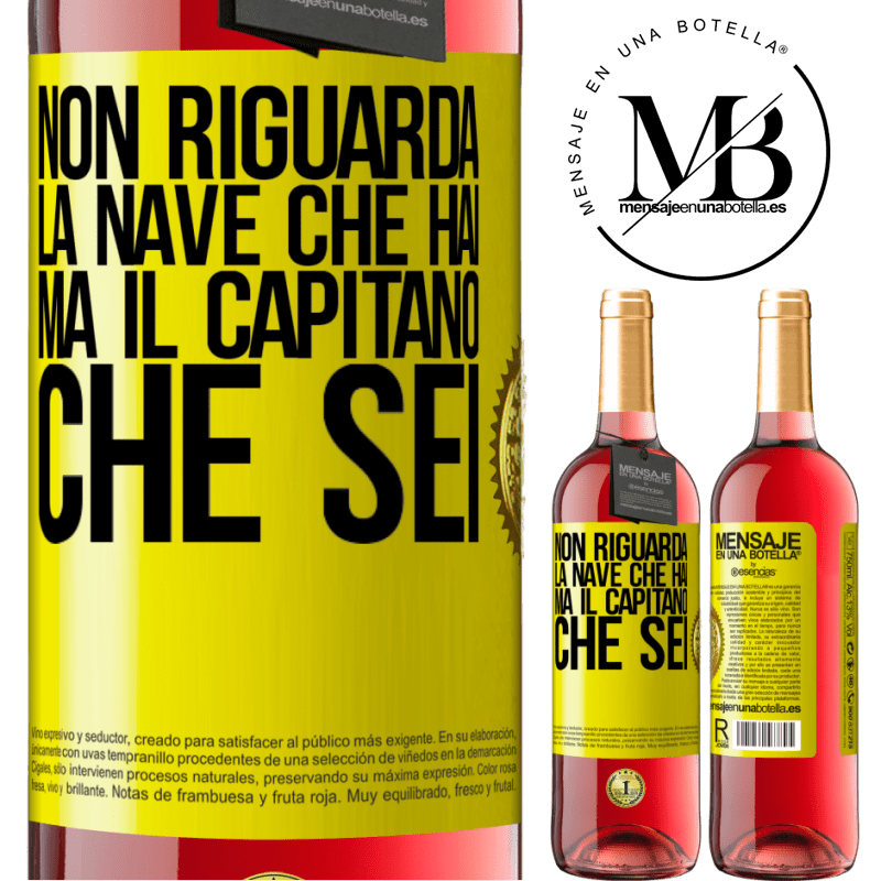 29,95 € Spedizione Gratuita | Vino rosato Edizione ROSÉ Non riguarda la nave che hai, ma il capitano che sei Etichetta Gialla. Etichetta personalizzabile Vino giovane Raccogliere 2025 Tempranillo