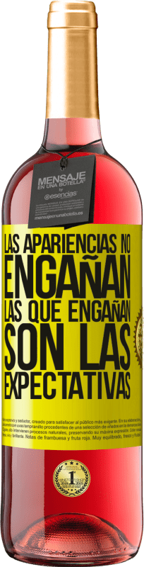 29,95 € | Vino Rosado Edición ROSÉ Las apariencias no engañan. Las que engañan son las expectativas Etiqueta Amarilla. Etiqueta personalizable Vino joven Cosecha 2025 Tempranillo