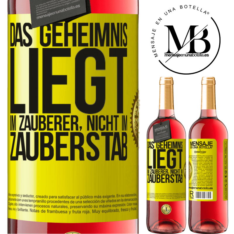 29,95 € Kostenloser Versand | Roséwein ROSÉ Ausgabe Das Geheimnis liegt im Zauberer, nicht im Zauberstab Gelbes Etikett. Anpassbares Etikett Junger Wein Ernte 2024 Tempranillo