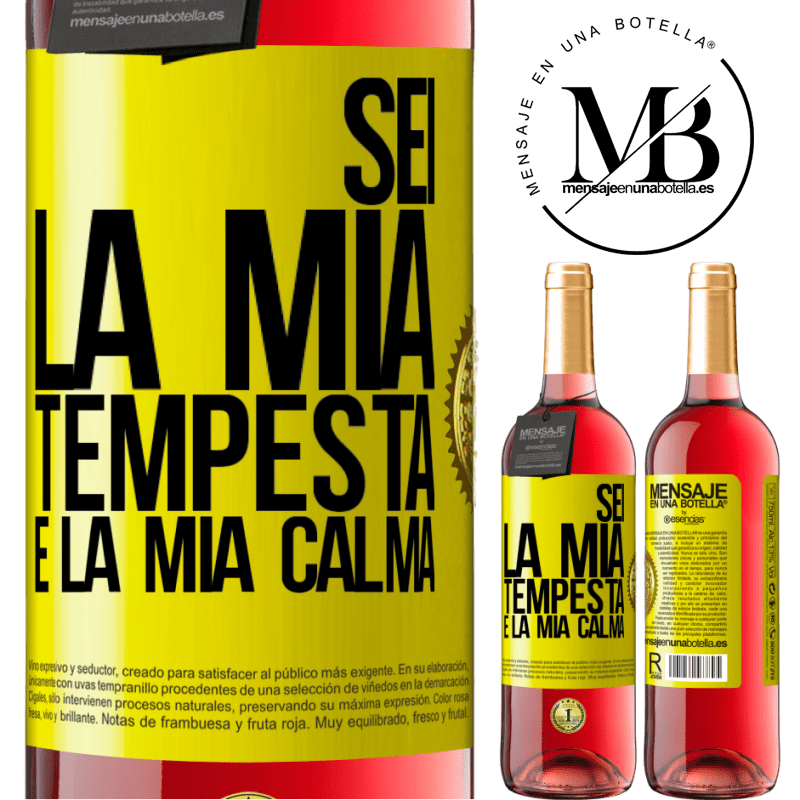 29,95 € Spedizione Gratuita | Vino rosato Edizione ROSÉ Sei la mia tempesta e la mia calma Etichetta Gialla. Etichetta personalizzabile Vino giovane Raccogliere 2025 Tempranillo