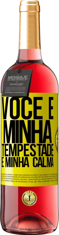 29,95 € | Vinho rosé Edição ROSÉ Você é minha tempestade e minha calma Etiqueta Amarela. Etiqueta personalizável Vinho jovem Colheita 2025 Tempranillo