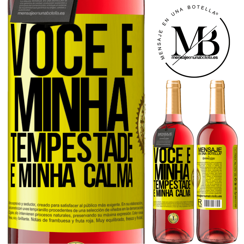 29,95 € Envio grátis | Vinho rosé Edição ROSÉ Você é minha tempestade e minha calma Etiqueta Amarela. Etiqueta personalizável Vinho jovem Colheita 2023 Tempranillo