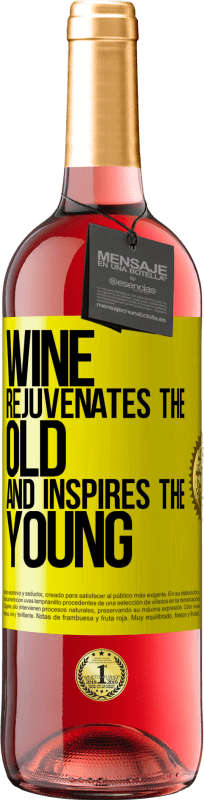 29,95 € | ロゼワイン ROSÉエディション ワインは老人を若返らせ、若者を鼓舞する 黄色のラベル. カスタマイズ可能なラベル 若いワイン 収穫 2023 Tempranillo
