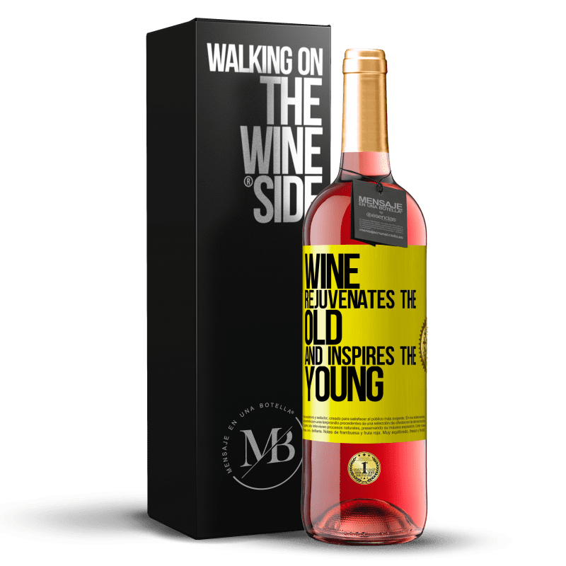 29,95 € Бесплатная доставка | Розовое вино Издание ROSÉ Вино омолаживает старое и вдохновляет молодых Желтая этикетка. Настраиваемая этикетка Молодое вино Урожай 2023 Tempranillo