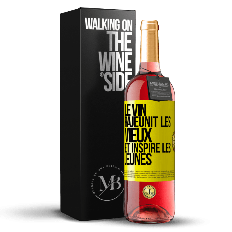 29,95 € Envoi gratuit | Vin rosé Édition ROSÉ Le vin rajeunit les vieux et inspire les jeunes Étiquette Jaune. Étiquette personnalisable Vin jeune Récolte 2024 Tempranillo