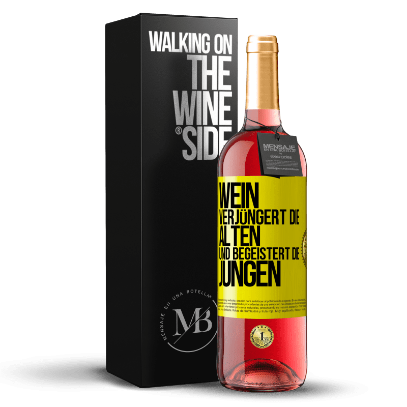 29,95 € Kostenloser Versand | Roséwein ROSÉ Ausgabe Wein verjüngert die Alten und begeistert die Jungen Gelbes Etikett. Anpassbares Etikett Junger Wein Ernte 2023 Tempranillo