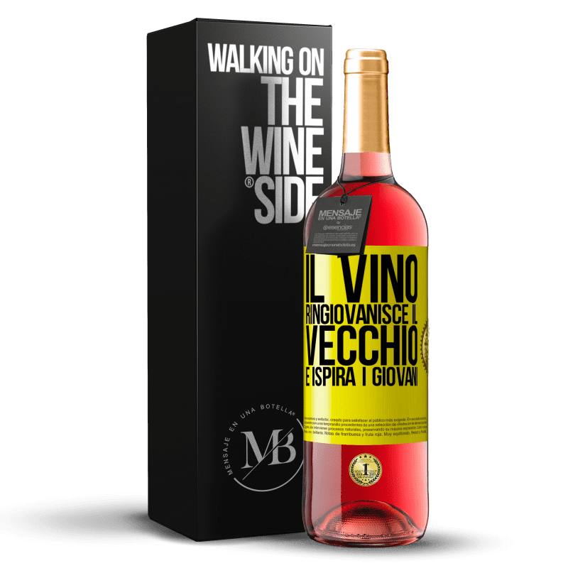 29,95 € Spedizione Gratuita | Vino rosato Edizione ROSÉ Il vino ringiovanisce il vecchio e ispira i giovani Etichetta Gialla. Etichetta personalizzabile Vino giovane Raccogliere 2025 Tempranillo