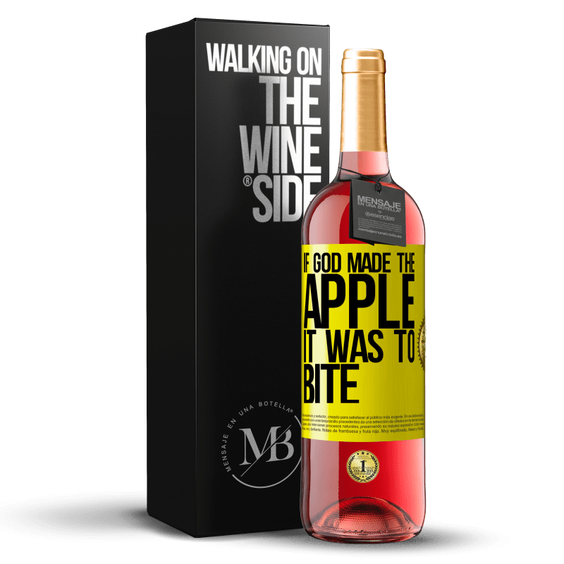 29,95 € Free Shipping | Rosé Wine ROSÉ Edition If God made the apple it was to bite Yellow Label. Customizable label Young wine Harvest 2024 Tempranillo