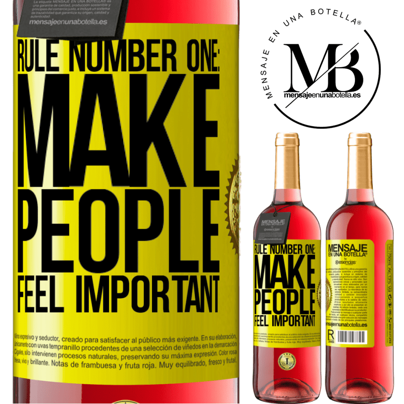29,95 € Free Shipping | Rosé Wine ROSÉ Edition Rule number one: make people feel important Yellow Label. Customizable label Young wine Harvest 2021 Tempranillo