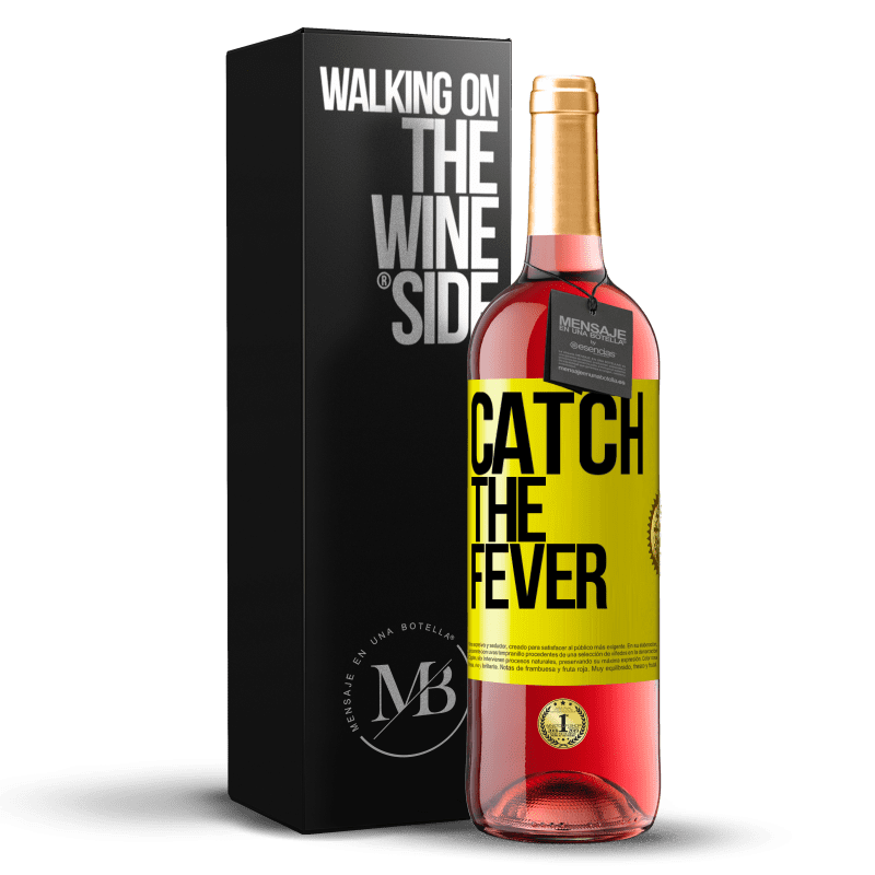29,95 € Spedizione Gratuita | Vino rosato Edizione ROSÉ Catch the fever Etichetta Gialla. Etichetta personalizzabile Vino giovane Raccogliere 2025 Tempranillo