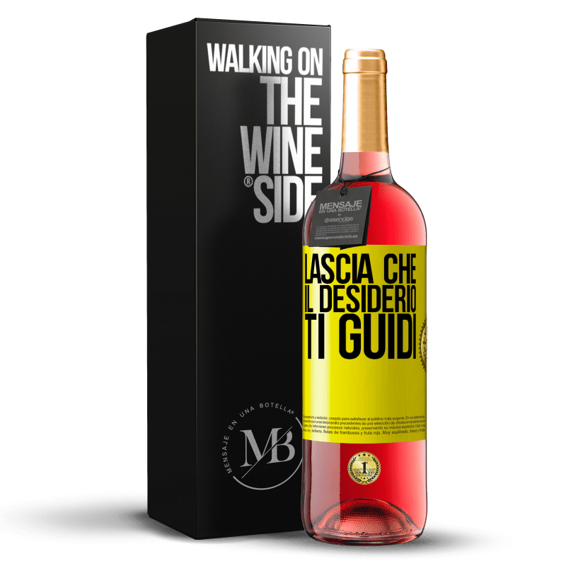 29,95 € Spedizione Gratuita | Vino rosato Edizione ROSÉ Lascia che il desiderio ti guidi Etichetta Gialla. Etichetta personalizzabile Vino giovane Raccogliere 2024 Tempranillo