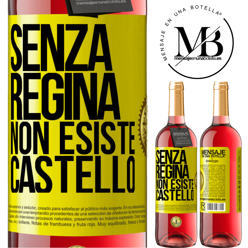 29,95 € Spedizione Gratuita | Vino rosato Edizione ROSÉ Senza regina, non esiste castello Etichetta Gialla. Etichetta personalizzabile Vino giovane Raccogliere 2024 Tempranillo