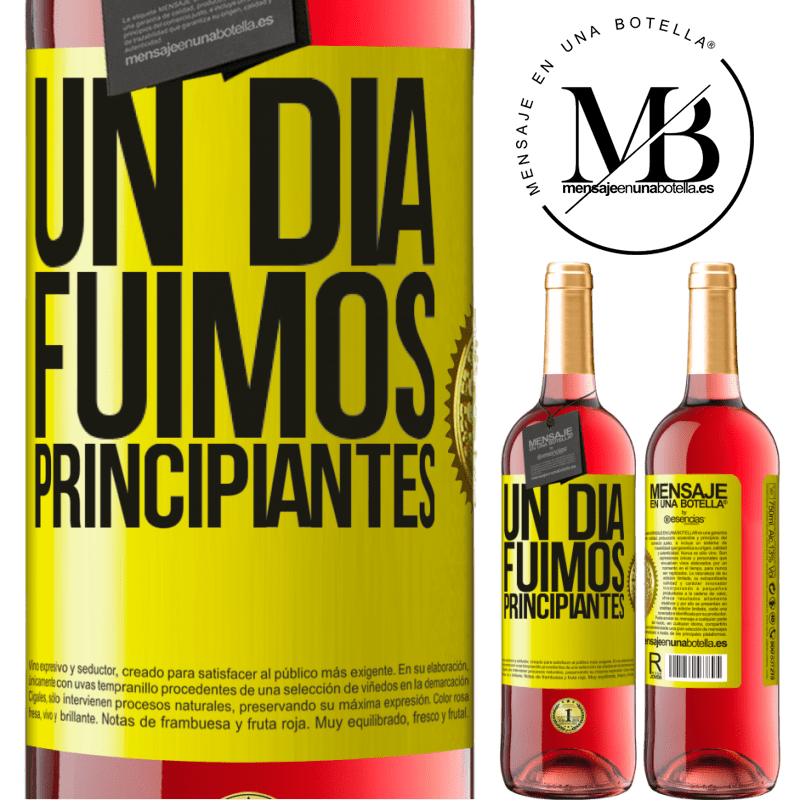 29,95 € Envío gratis | Vino Rosado Edición ROSÉ Un día fuimos principiantes Etiqueta Amarilla. Etiqueta personalizable Vino joven Cosecha 2024 Tempranillo