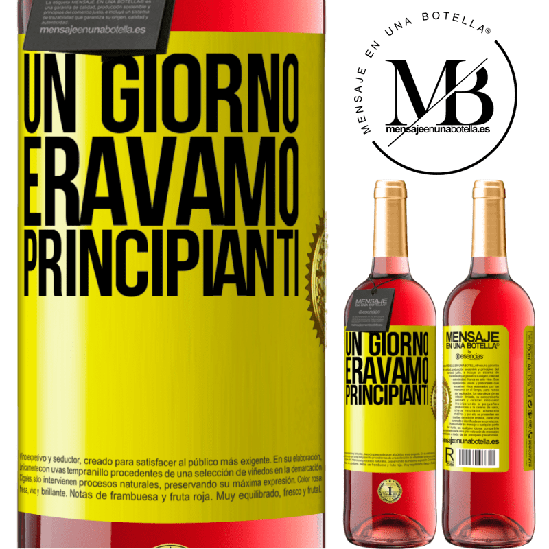 29,95 € Spedizione Gratuita | Vino rosato Edizione ROSÉ Un giorno eravamo principianti Etichetta Gialla. Etichetta personalizzabile Vino giovane Raccogliere 2024 Tempranillo