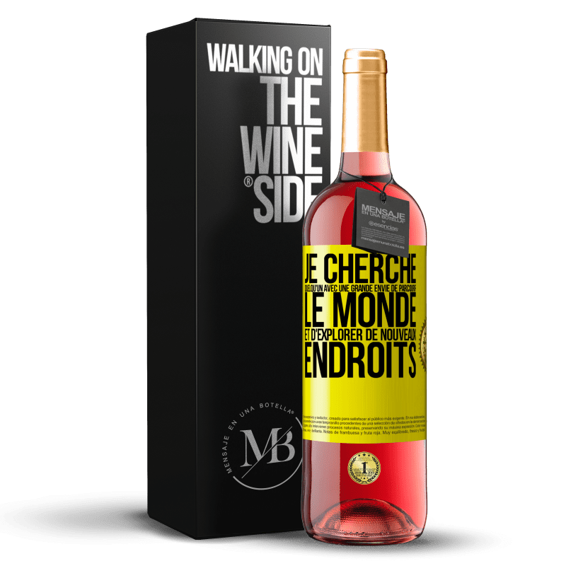 29,95 € Envoi gratuit | Vin rosé Édition ROSÉ Je cherche quelqu'un avec une grande envie de parcourir le monde et d'explorer de nouveaux endroits Étiquette Jaune. Étiquette personnalisable Vin jeune Récolte 2024 Tempranillo