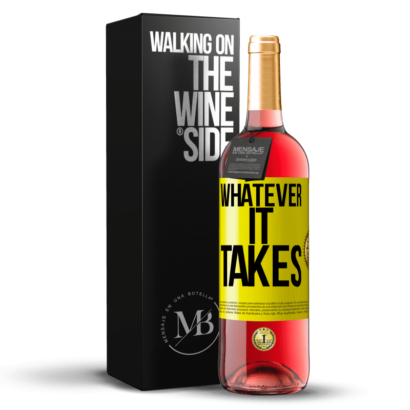 29,95 € Kostenloser Versand | Roséwein ROSÉ Ausgabe Whatever it takes Gelbes Etikett. Anpassbares Etikett Junger Wein Ernte 2024 Tempranillo